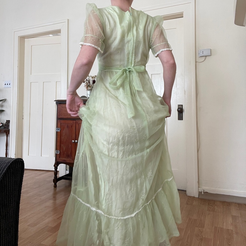 Vintage 70’s Mesh / Lace Prairie Maxi Dress - Picture 2 of 6